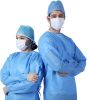 Polyethylene Robes Blue. Pack of 10 Adult Disposable Robes Large. Fluid-Resistant PE Frocks with Long Sleeves; Neck and Waist Ties. Non-Sterile Unisex