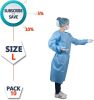 Polyethylene Robes Blue. Pack of 10 Adult Disposable Robes Large. Fluid-Resistant PE Frocks with Long Sleeves; Neck and Waist Ties. Non-Sterile Unisex